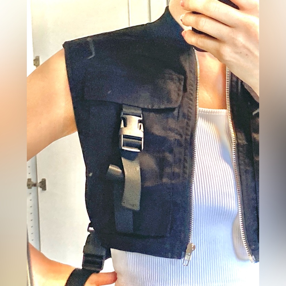 Black Fashion Utility Vest